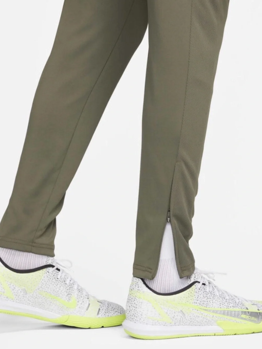 NIKE gray dry fit pull on neon green swoosh ankle zippers pockets NEW size XL
